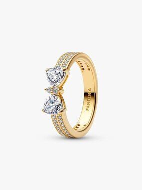Pandora Sparkling Bow Double-row Ring